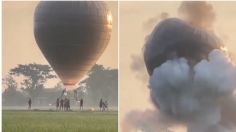 VIDEO: globo aerostático explota en el aire y cae, hay varios adolescentes heridos