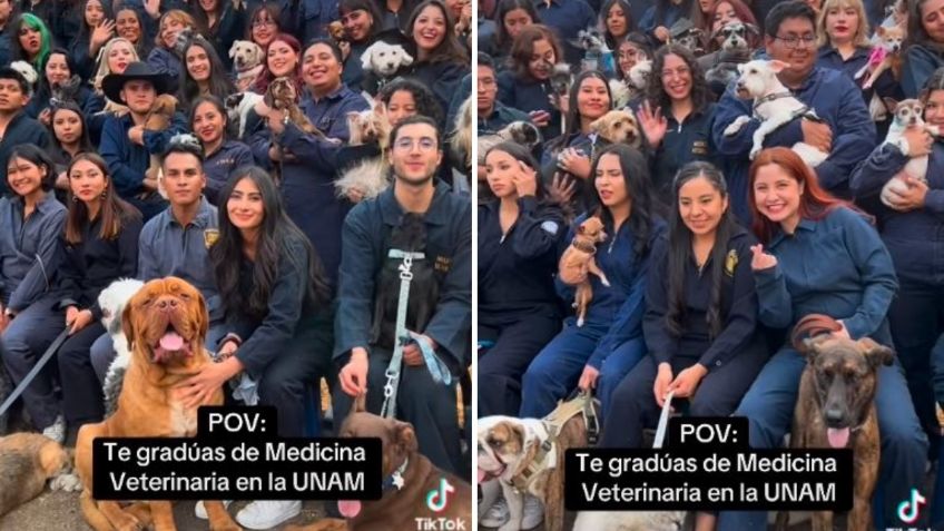 Estudiantes de Veterinaria incluyen a sus perritos en su foto de graduación: VIDEO