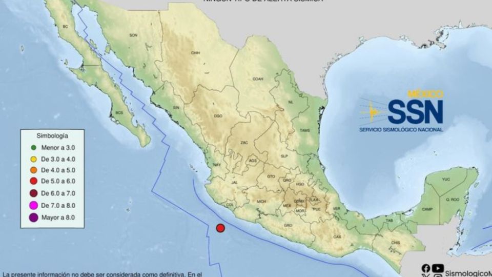 Sismo hoy en Colima