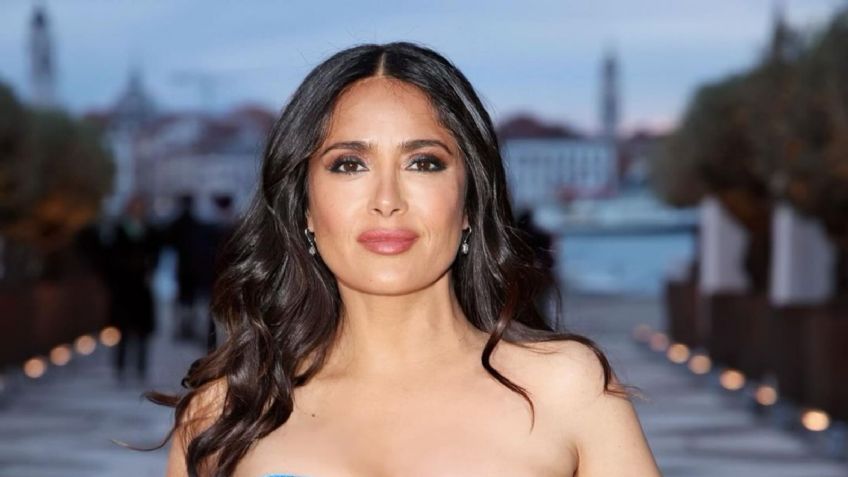 Salma Hayek deja atrás el color negro y como diosa griega se luce en un vestido lila en Cannes