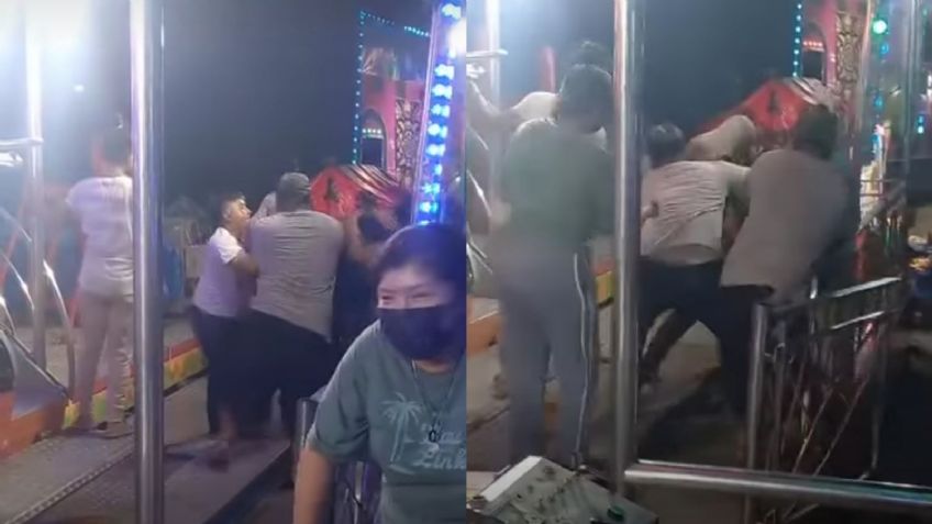 Pelea a golpes en juego mecánico mancha la Feria de Escárcega en Campeche