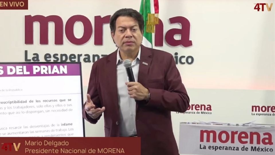 Mario Delgado, presidente de Morena, en conferencia de prensa.