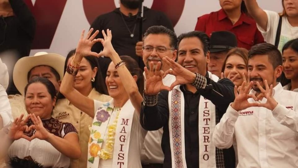 Claudia Sheinbaum y Eduardo Ramírez, en Chiapas, este domingo.