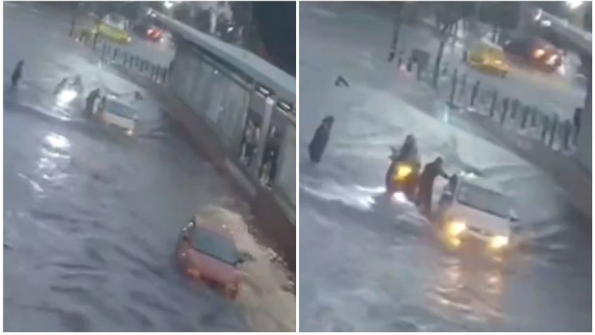 VIDEO: rescatan a una familia que se quedó atrapada en las lluvias