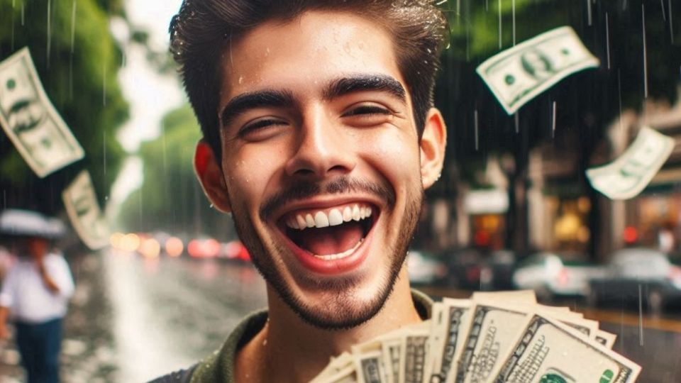 Un joven del signo Tauro celebra su buena fortuna.