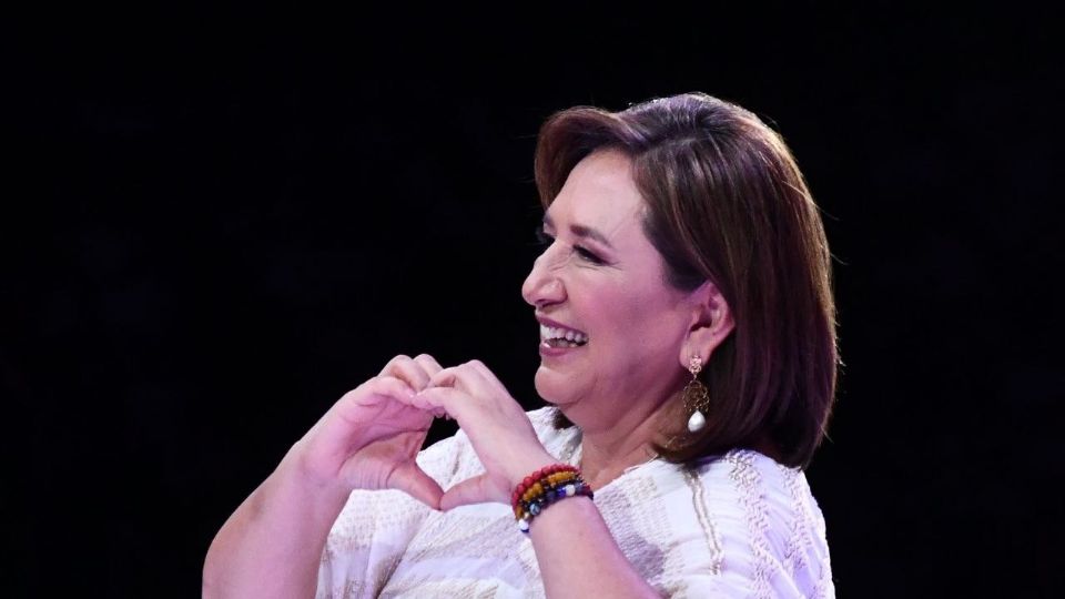 Xóchitl Gálvez, candidata presidencial del PRI, PAN y PRD, durante su último evento multitudinario como aspirante a la Presidencia.