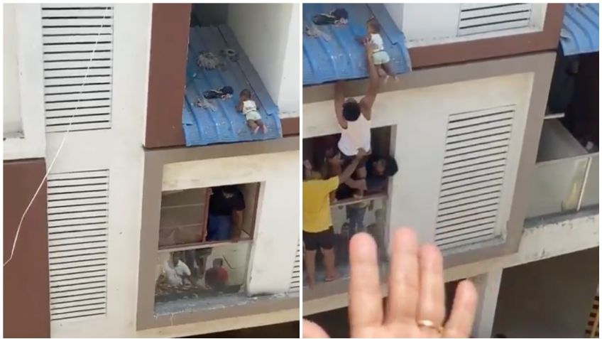 VIDEO: así fue el extremo rescate de un bebé que estuvo a punto de caer de un edificio