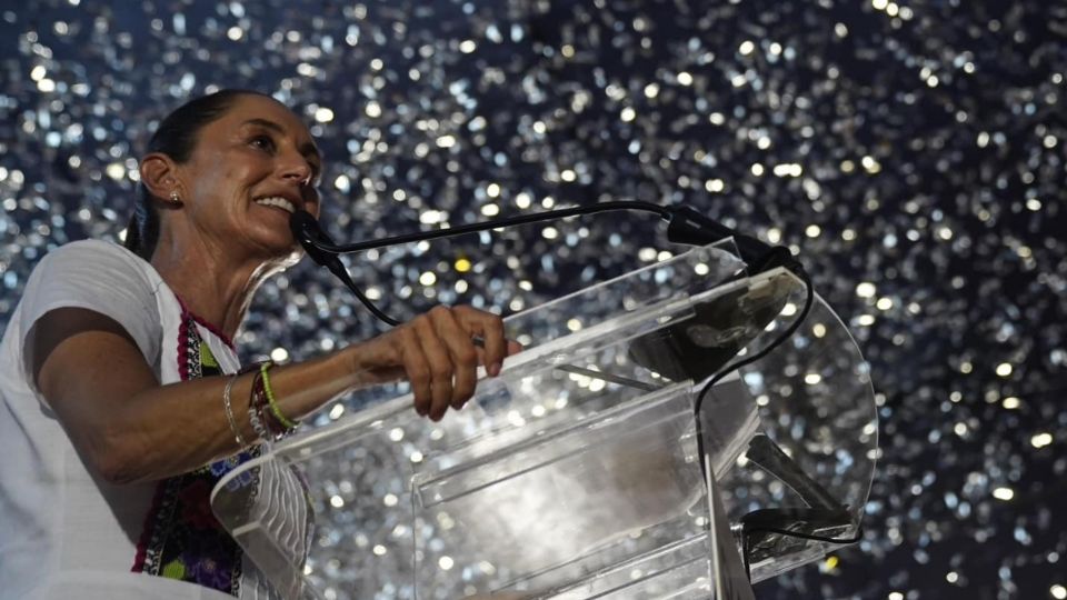 La candidata presidencial Claudia Sheinbaum durante su campaña en Mérida.
