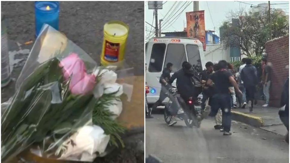 Las instalaciones del plantel fueron adornadas con flores y veladoras.