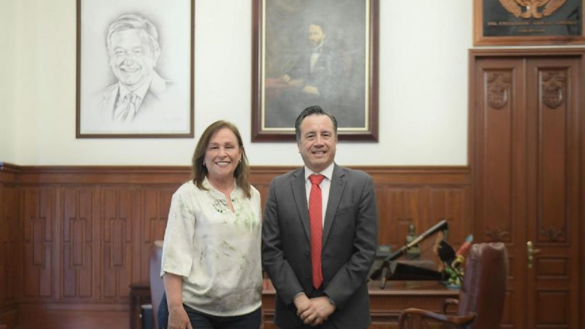 Rocío Nahle se reúne con Cuitláhuac García en Palacio de Gobierno de Veracruz