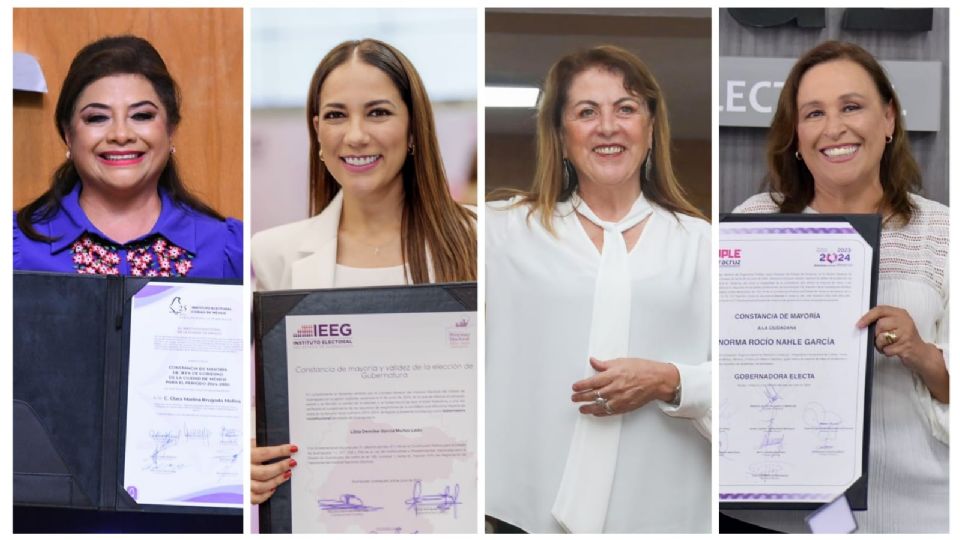 Clara Brugada, Libia Dennise García, Margarita González y Rocío Nahle, quienes se suman al selecto grupo de mujeres mandatarias.