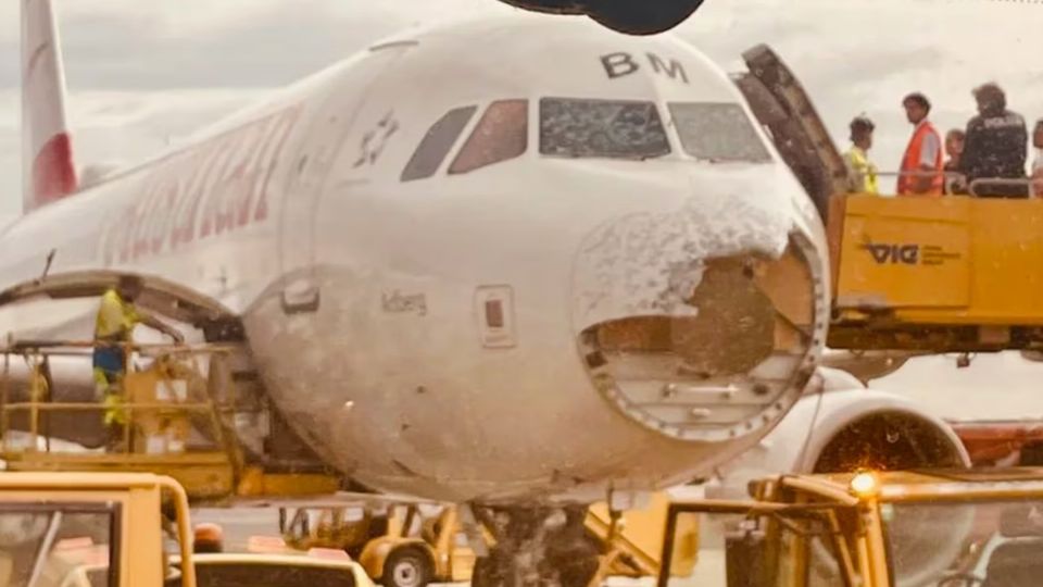 Así quedó el avión afectado.