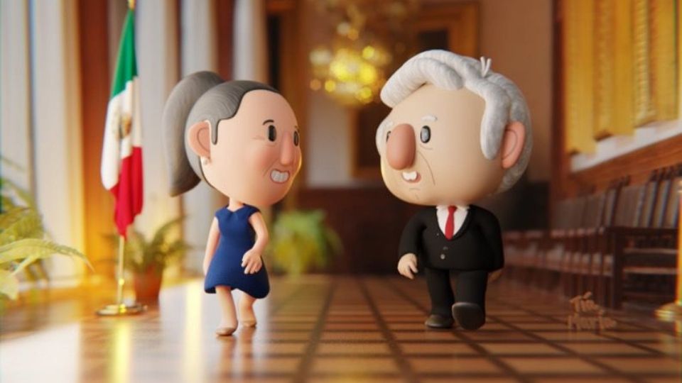 Figuras de Andrés Manuel López Obrador y Claudia Sheinbaum