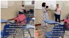 Estudiante se gradúa, lleva a su bebé a su última clase y maestra las conmueve con un increíble regalo: VIDEO