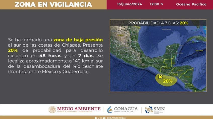 Se forma baja presión al sur de Chiapas en el Pacífico de México; sigue EN VIVO