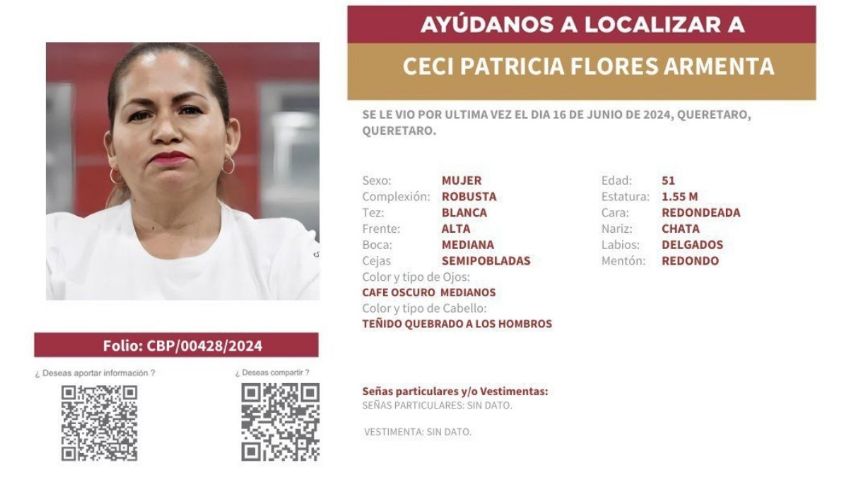 Reportan desaparición de Cecilia Flores; comisión de búsqueda se coordina con colectivos para su localización