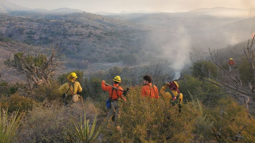 Combaten incendios forestales en ambos lados de la frontera