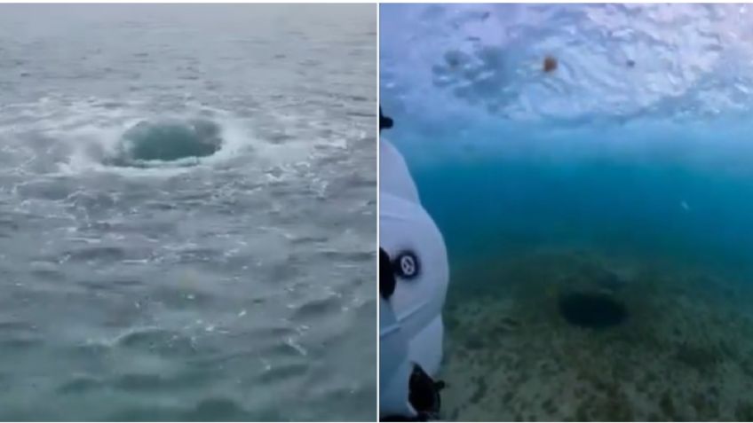 Las impactantes imágenes de un ojo de agua en playas de Cozumel: VIDEO