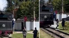 VIDEO: maquinista salva con una patada a una señora que se iba a tomar una selfie muy cerca de las vías del tren