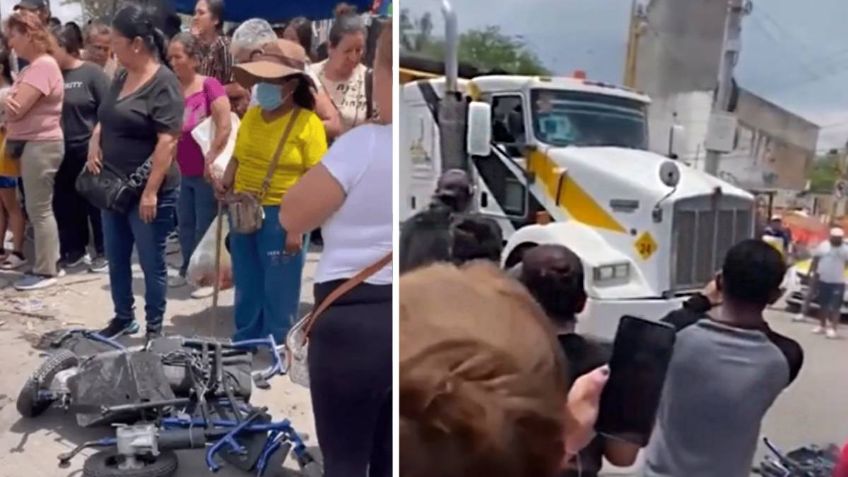 IMÁGENES FUERTES: conductor de tráiler arrolla a anciano en silla de ruedas y se da a la fuga