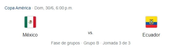 mexico vs ecuardo alineaciones