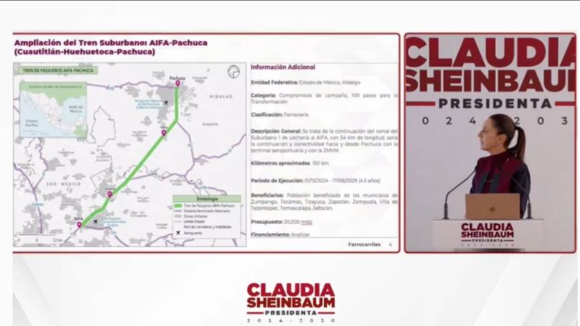 Sheinbaum anuncia nuevas líneas ferroviarias de pasajeros que conectarán a la CDMX