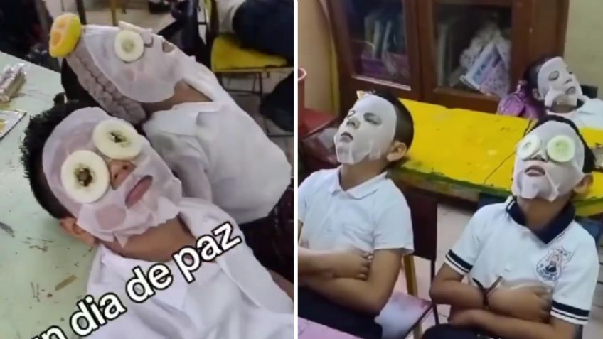 Alumnos tienen día de spa, el truco de su maestra para que estén tranquilos | VIDEO