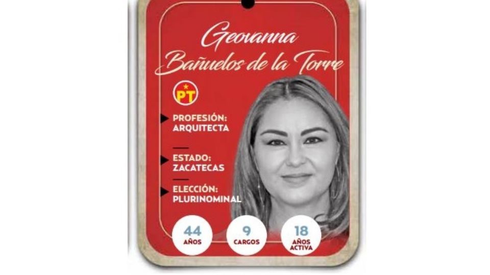 Geovanna Bañuelos de la Torre será senadora por el PT en la LXVI Legislatura.