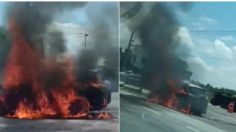 VIDEO: conductor se salva de morir calcinado tras incendio de su camioneta en la México-Querétaro