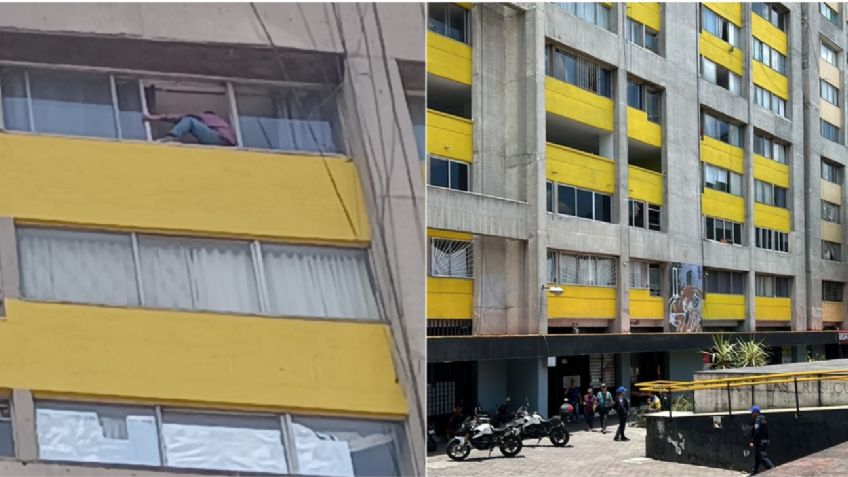 VIDEO: captan a joven tratando de arrojarse desde el piso 13 del edificio Chihuahua en Tlatelolco