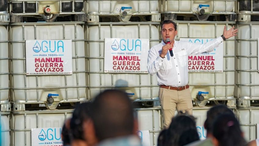 Manuel Guerra Cavazos entrega 500 tótems para almacenamiento de agua en García