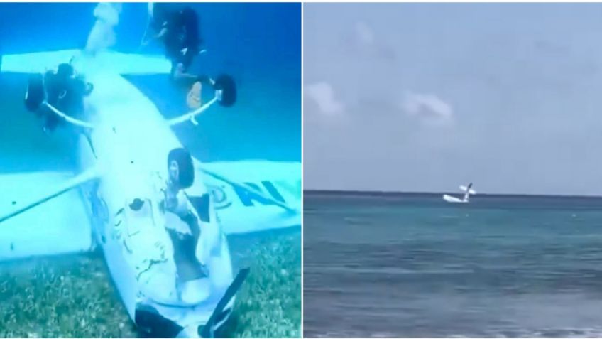 VIDEO: avioneta se desploma en mar de Cozumel