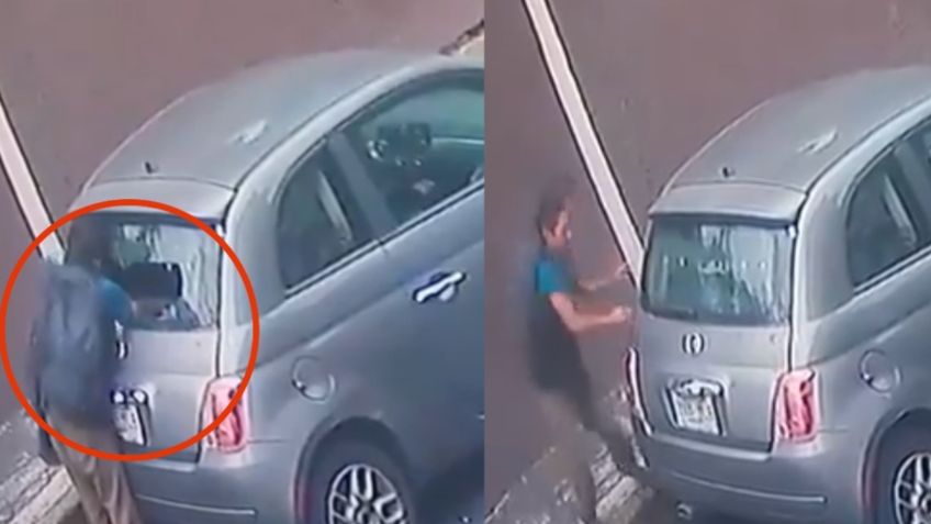 VIDEO: momento exacto en que rompen el vidrio de una cajuela y roban las pertenencias del vehículo en Tlalpan