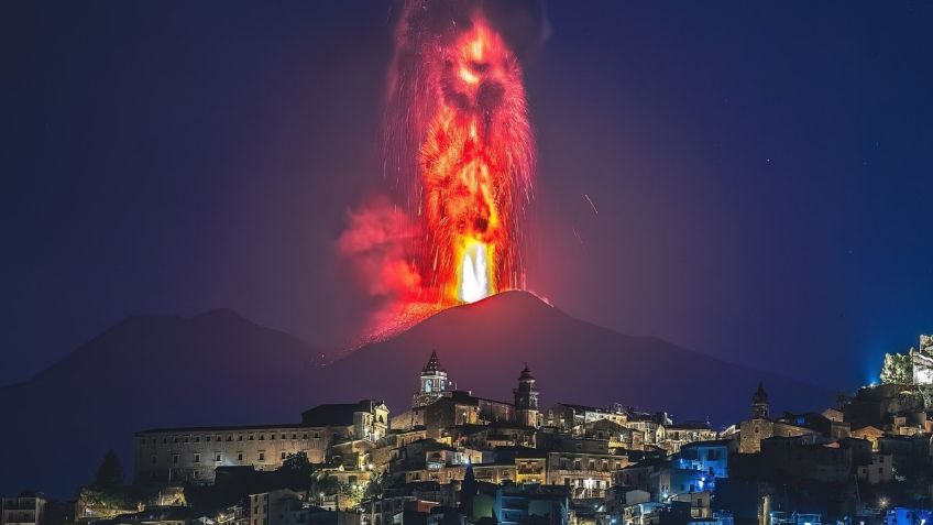 Captan IMÁGENES IMPACTANTES de una nueva erupción del volcán Etna: lanzó una fuente de lava