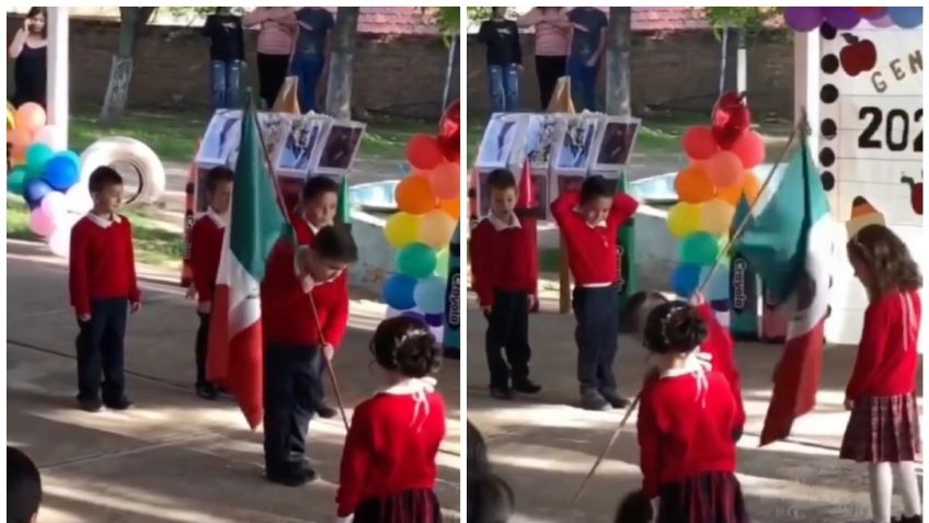 VIDEO: Niño de la escolta se vuelve viral por matar un alacrán durante los honores a la bandera