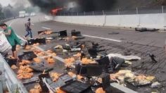 Accidente en autopista Perote-Xalapa: camión de pollos vuelca y se incendia