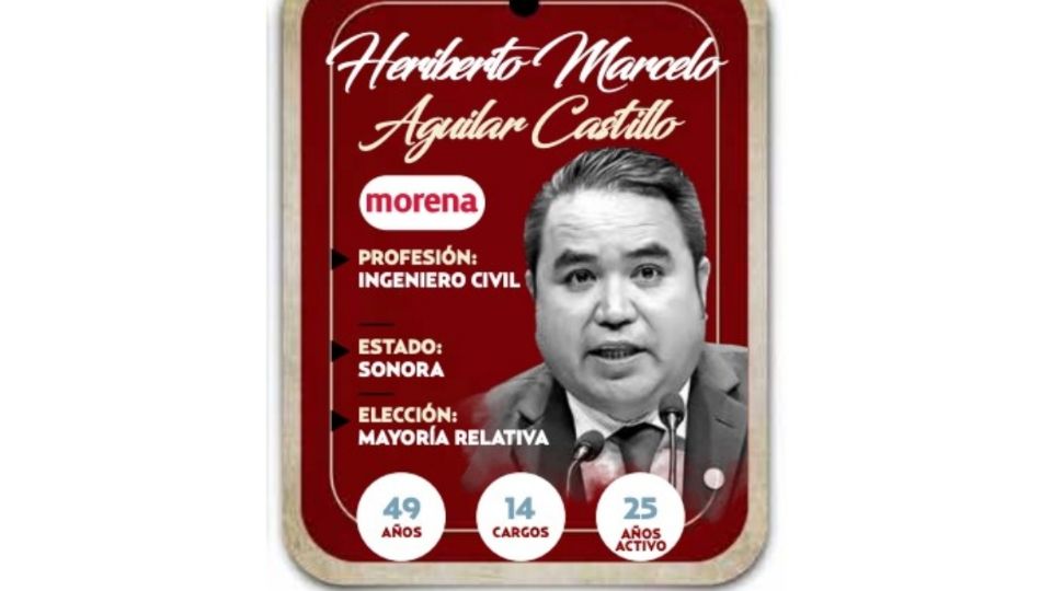 Heriberto Marcelo Aguilar Castillo será senador por Morena en la LXVI Legislatura.