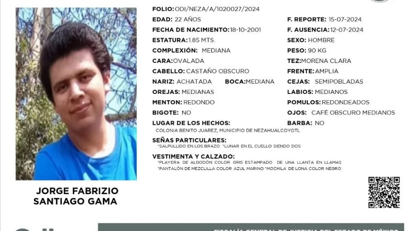 Localizan a Jorge Fabrizio, joven que desapareció tras tomar un Mexibús en Nezahualcóyotl