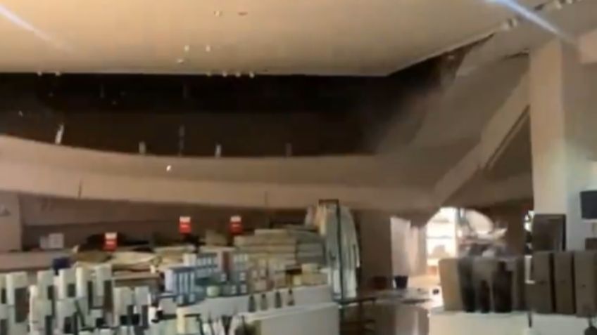 VIDEO: momento exacto en que cae el techo de Zara en Plaza Mayor