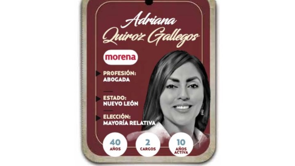 Adriana Quiroz Gallegos será diputada por Morena en la LXVI Legislatura.