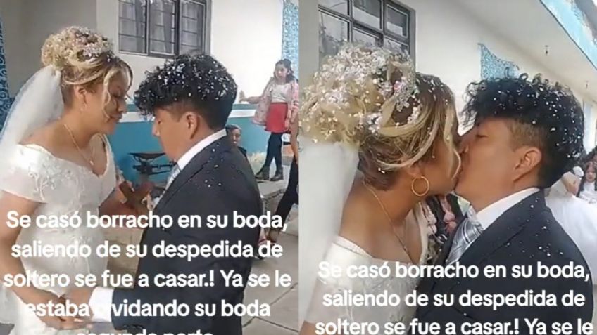 VIDEO: novio no sólo llegó borracho a su boda, también se quedó dormido durante el vals y ante los gritos de "beso, beso"