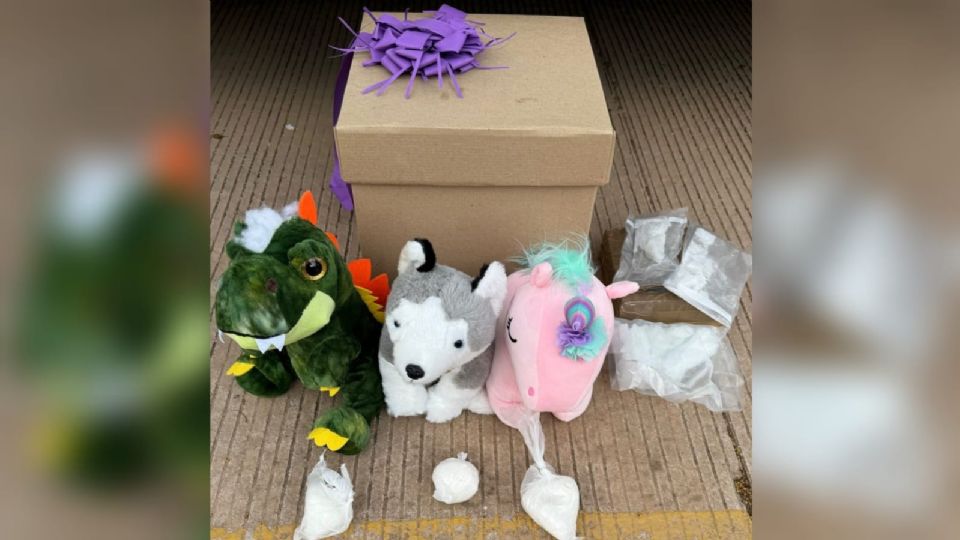 Los peluches que ocultaban el ilícito cargamento fueron entregados a una empresa de mensajería.