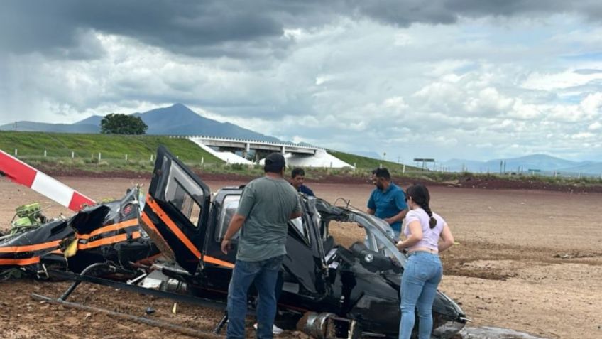 VIDEO: momento exacto en que cae helicóptero en autopista Guadalajara-Colima: hay cuatro heridos