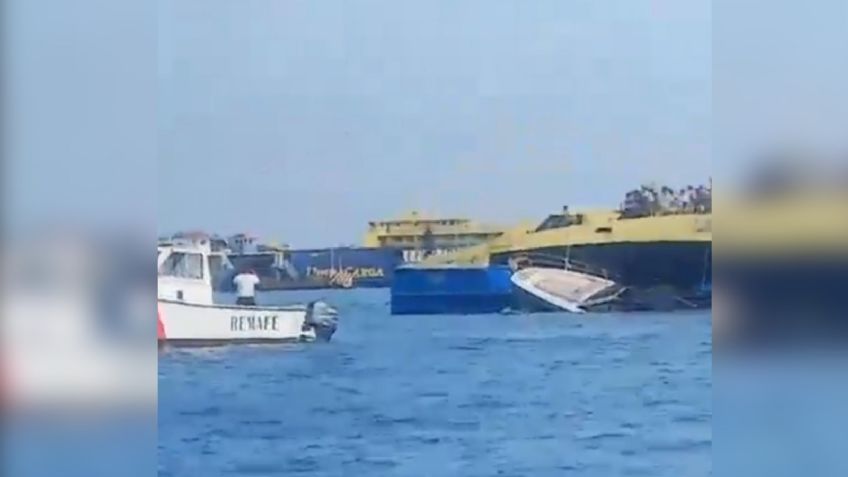 IMÁGENES FUERTES: Yate se hunde cerca de Isla Mujeres tras impactante accidente contra un ferry