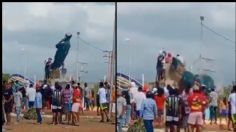 "¡Qué viva Venezuela libre!" Derriban estatuas de Hugo Chávez tras jornada electoral VIDEOS