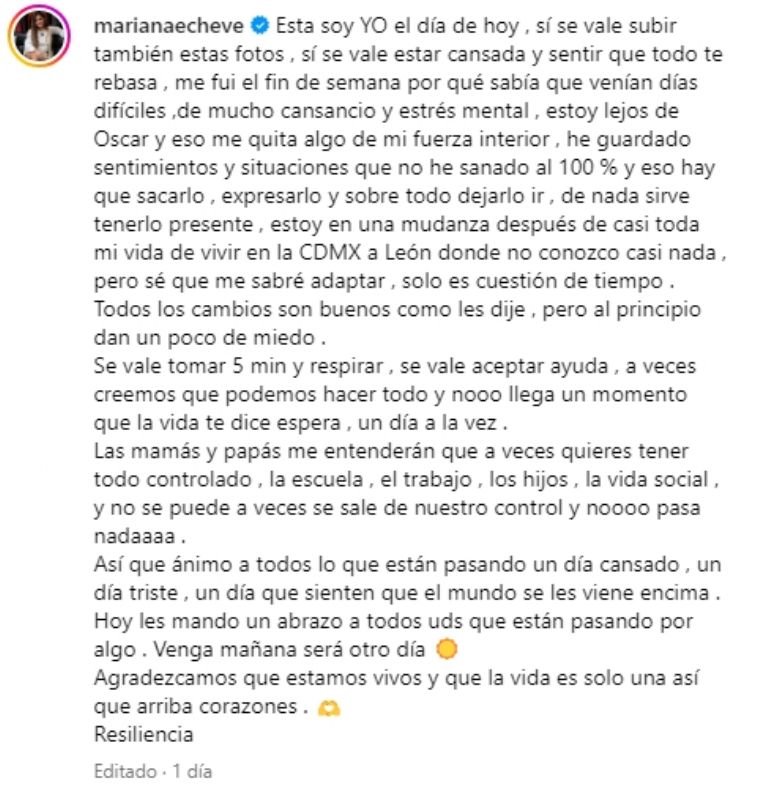 mariana echeverría mensaje triste