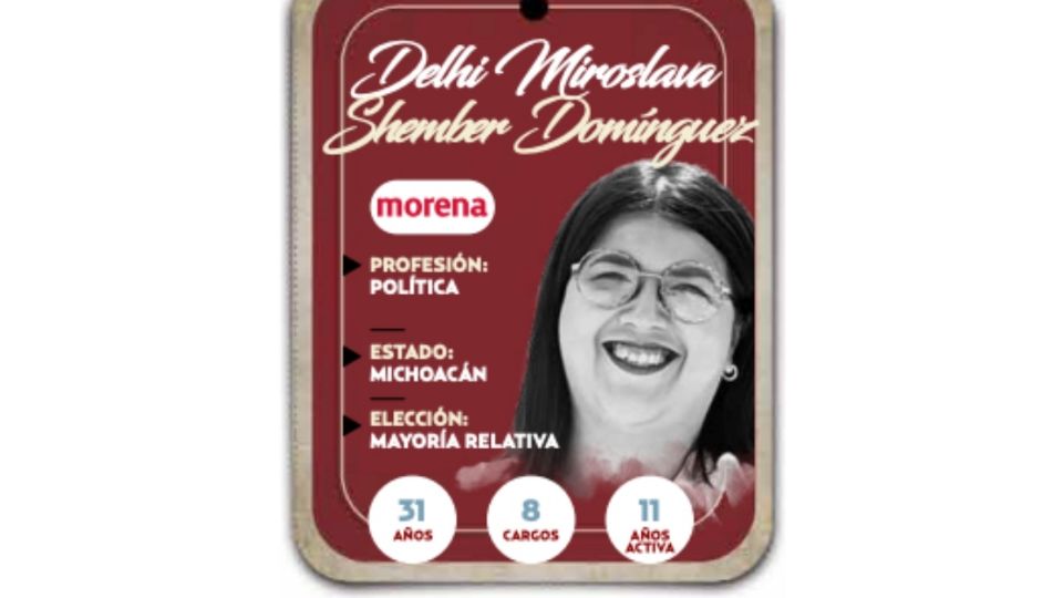 Delhi Miroslava Shember Domínguez será diputada por el partido Morena en la LXVI Legislatura.