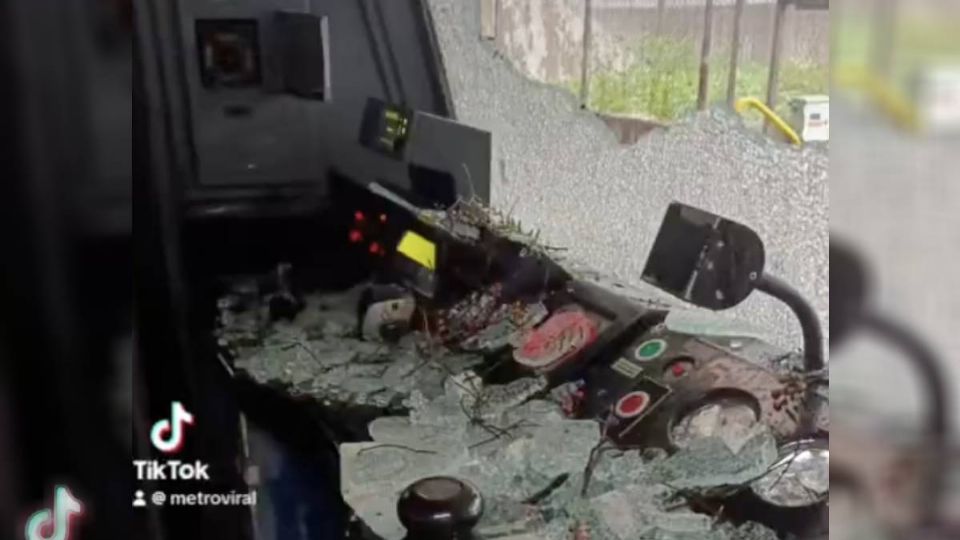 El tren de Metro quedó destruido por el árbol.