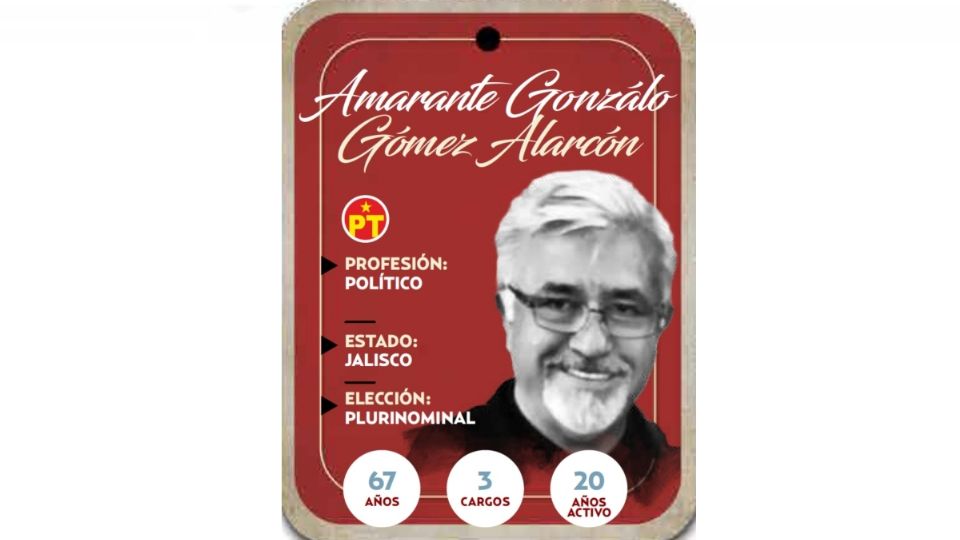 Amarante Gonzalo Gómez Alarcón es diputado electo del PT por el estado de Jalisco.