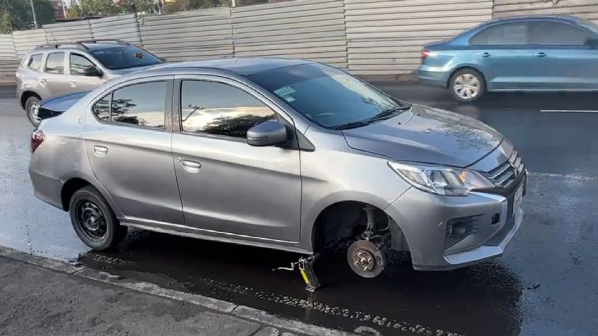 Bache en calzada Zaragoza poncha llantas de 8 autos